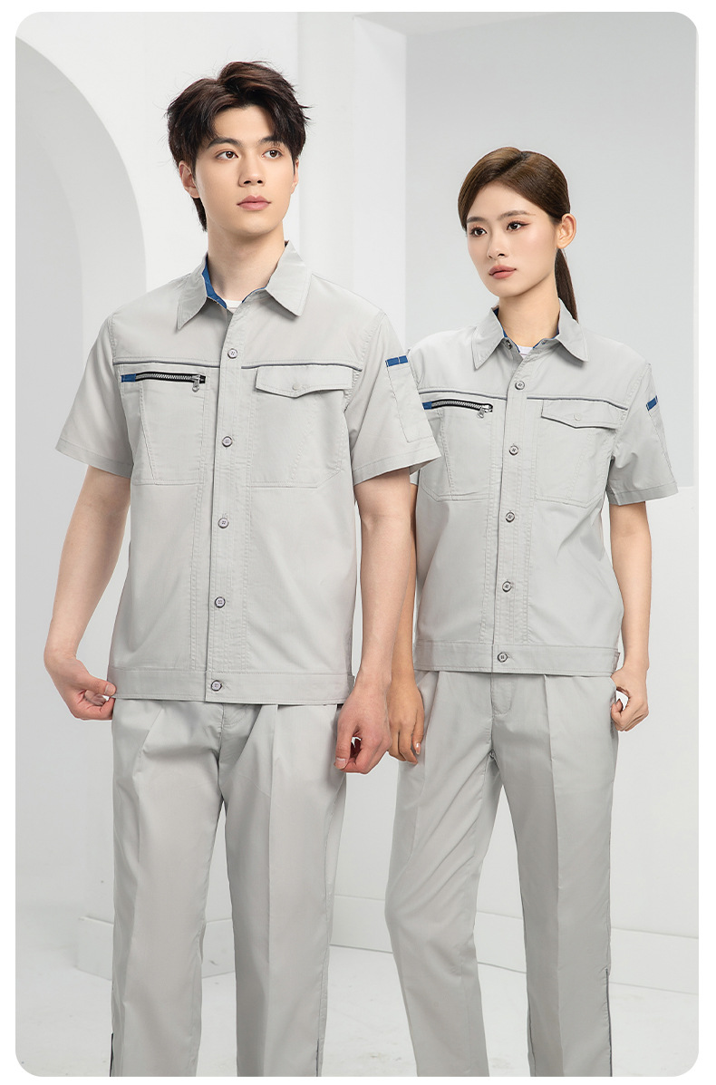 DL235D 夏季短袖高端工作服男薄款吸湿排汗工装汽修车间工厂劳保服定制(图12)