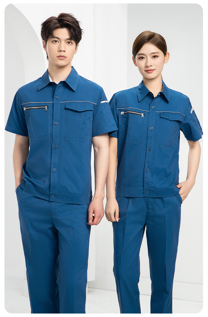 DL235D 夏季短袖高端工作服男薄款吸湿排汗工装汽修车间工厂劳保服定制(图13)