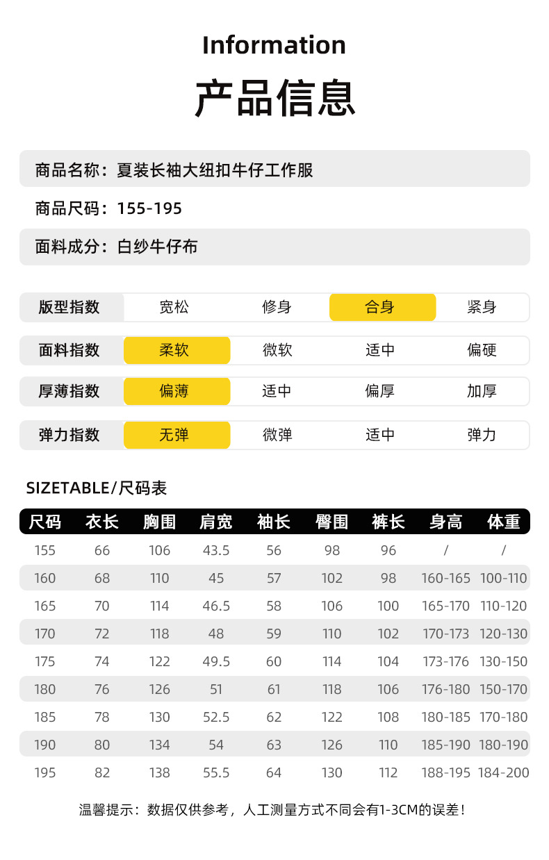 NZ2202 海源牛仔工作服套装定做长袖薄款耐磨耐脏工人工厂车间劳保服(图9)