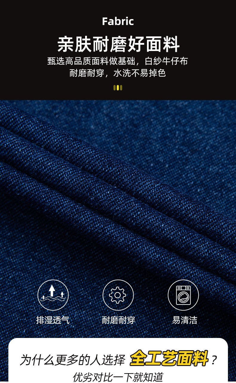 NZ024A 夏季薄款长袖反光绳拉链牛仔工作服定制套装男电焊工机修劳保服(图3)