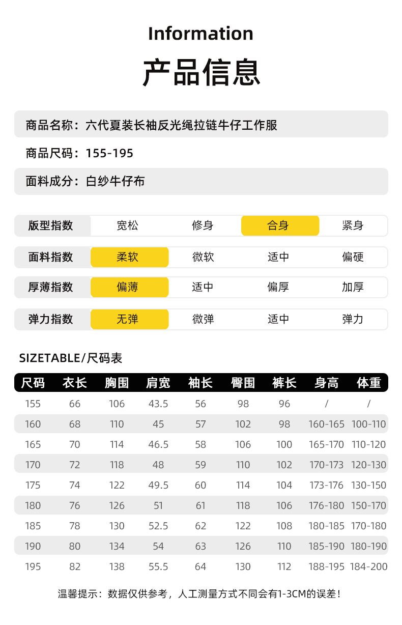 NZ024A 夏季薄款长袖反光绳拉链牛仔工作服定制套装男电焊工机修劳保服(图11)