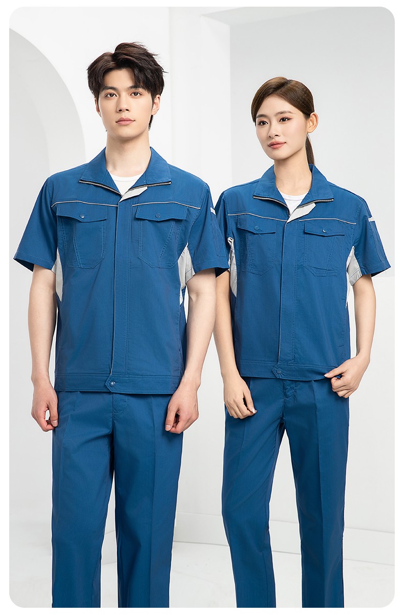 DL237D 夏季弹力竹纤维工作服套装定制吸湿排汗透气长短袖薄款电工劳保服(图15)