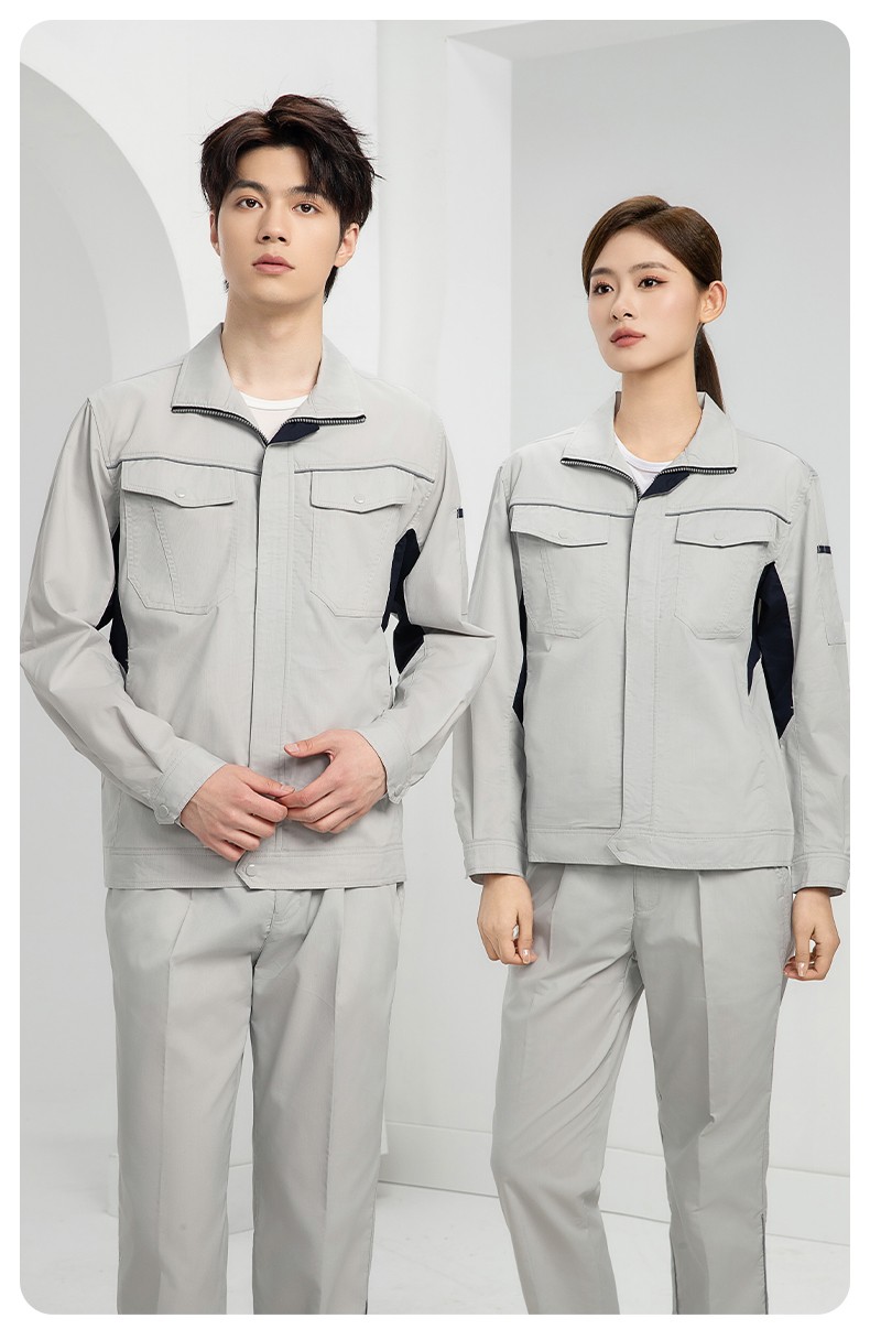 DL237X 夏季薄款竹纤维长袖工作服定制男薄款耐磨汽修工厂电焊车间劳保服(图21)