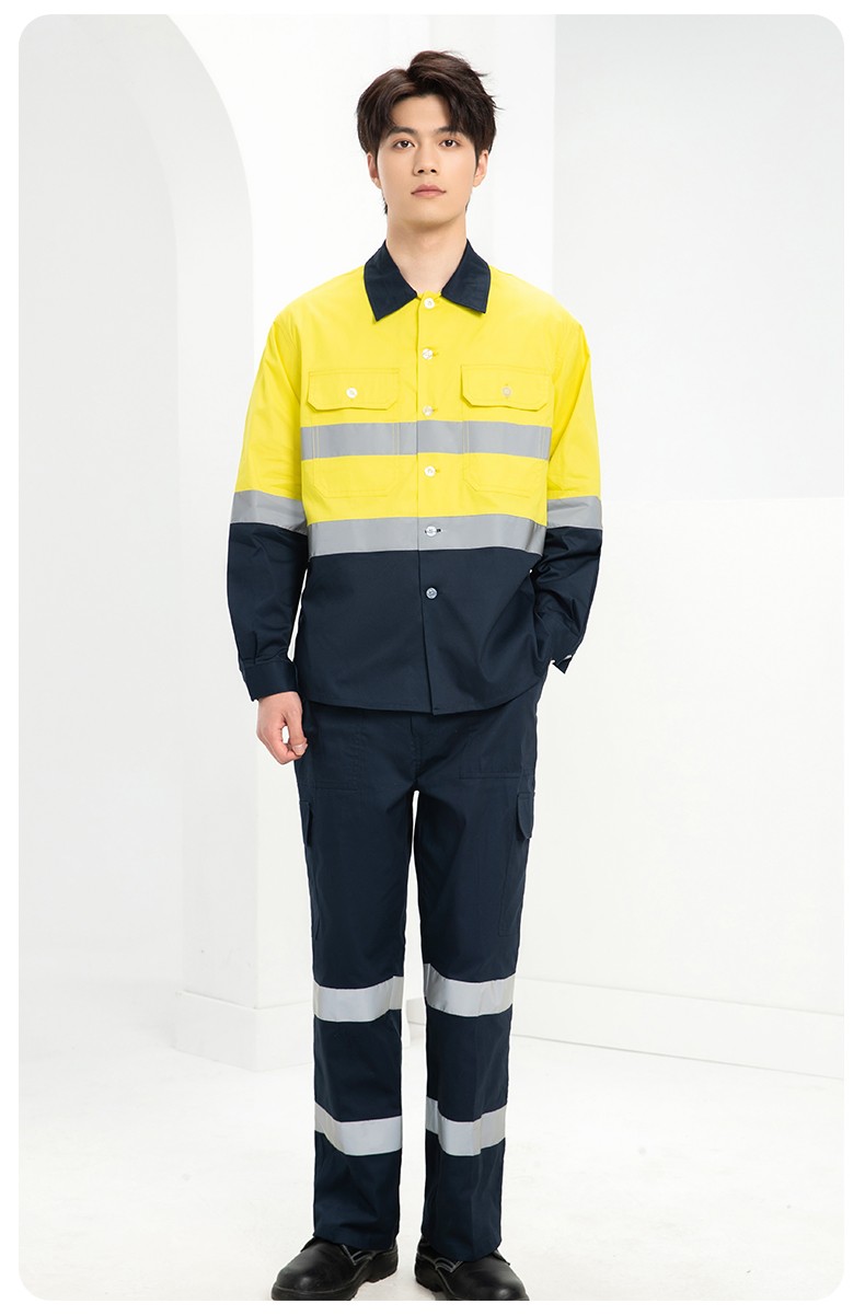 WQ2119X 夏季薄款反光条工作服印LOGO透气车间厂服拉链款立领工装外贸(图14)