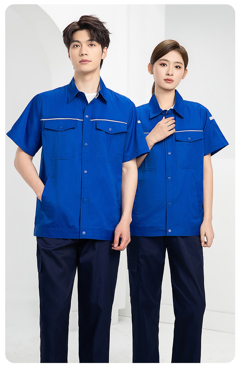 DM241X 海源夏季长袖薄款工作服套装反光条纽扣套装耐磨机修劳保工装定制(图14)