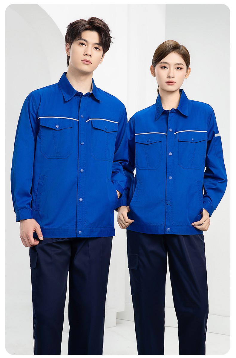 DM241X 海源夏季长袖薄款工作服套装反光条纽扣套装耐磨机修劳保工装定制(图18)