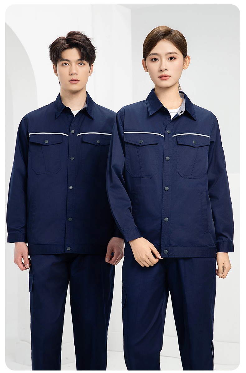 DM241X 海源夏季长袖薄款工作服套装反光条纽扣套装耐磨机修劳保工装定制(图19)