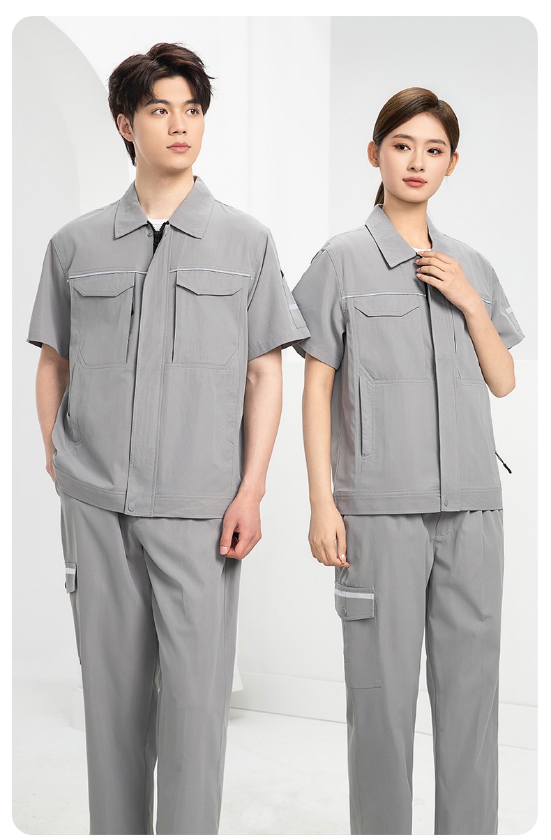 DM242X 夏季长袖工作服男套装耐磨工厂车间厂服建筑施工劳保服汽修服定制(图11)