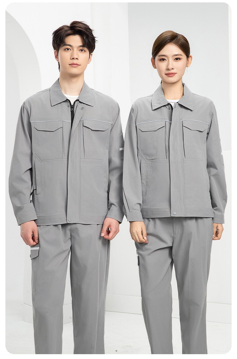 DM242X 夏季长袖工作服男套装耐磨工厂车间厂服建筑施工劳保服汽修服定制(图18)