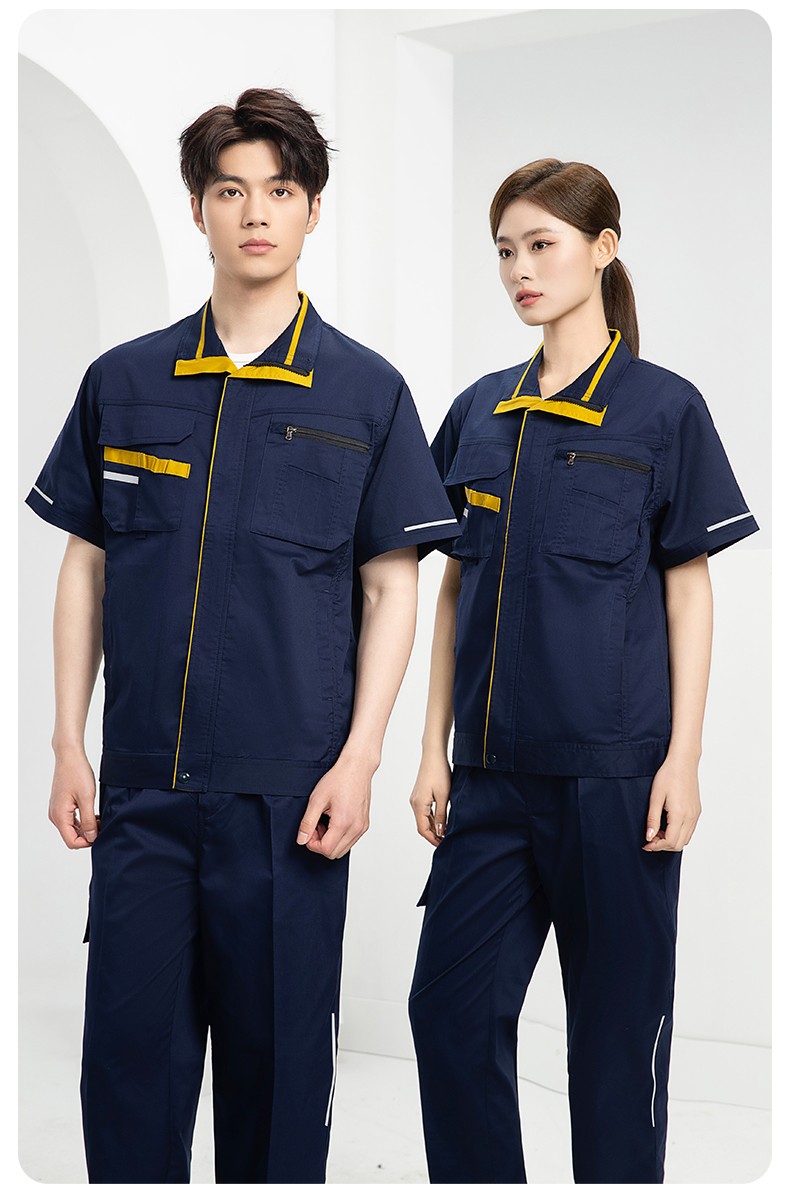 DM2316D 夏季工作服男短袖薄款套装耐磨透气劳保服上衣汽修服工厂工装定制(图12)