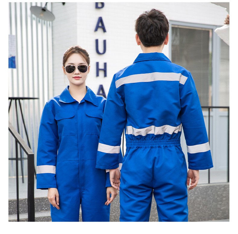 CD219 涤丝连体工作服套装男反光条出口耐磨耐脏工厂车间机修工装劳保服(图17)