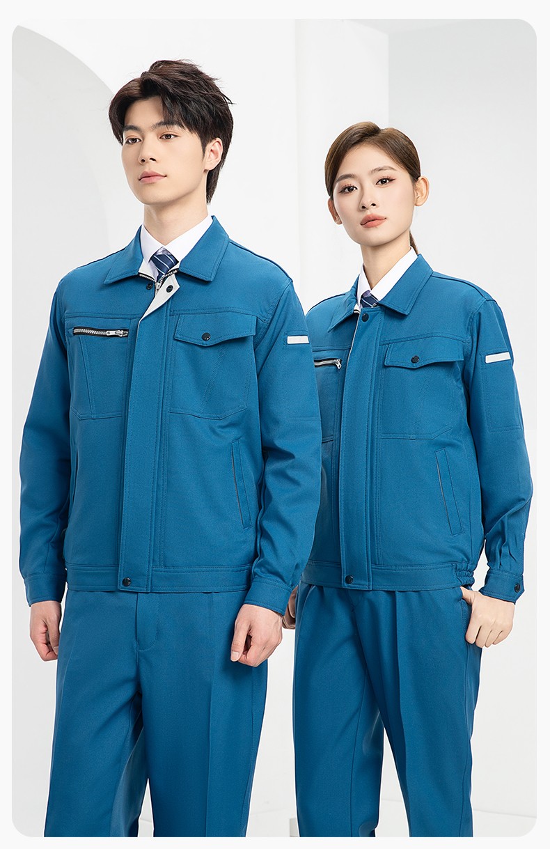 DL235 高端工作服套装定制印字男春秋长袖车间工人夹克工装劳保服印字(图15)