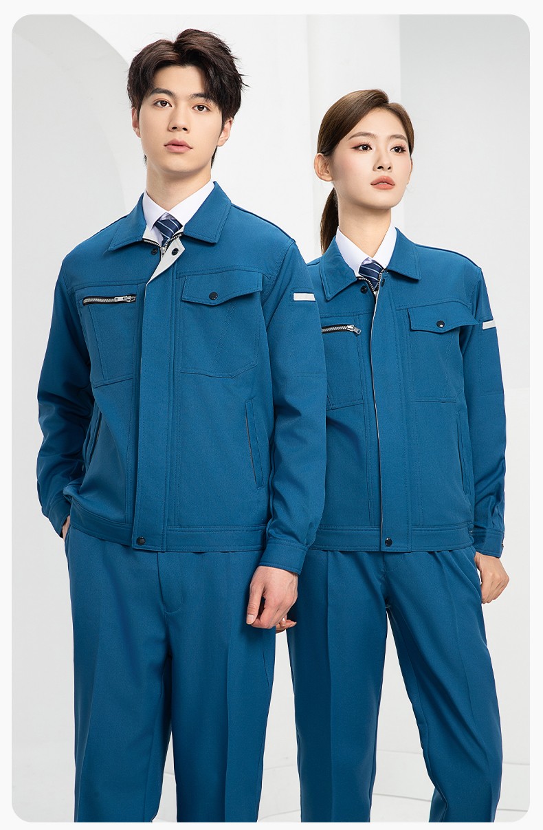 DL235 高端工作服套装定制印字男春秋长袖车间工人夹克工装劳保服印字(图14)