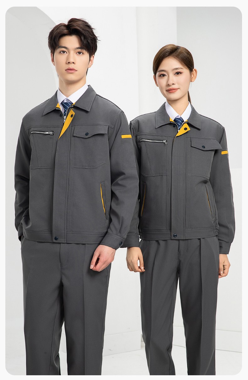 DL235 高端工作服套装定制印字男春秋长袖车间工人夹克工装劳保服印字(图18)