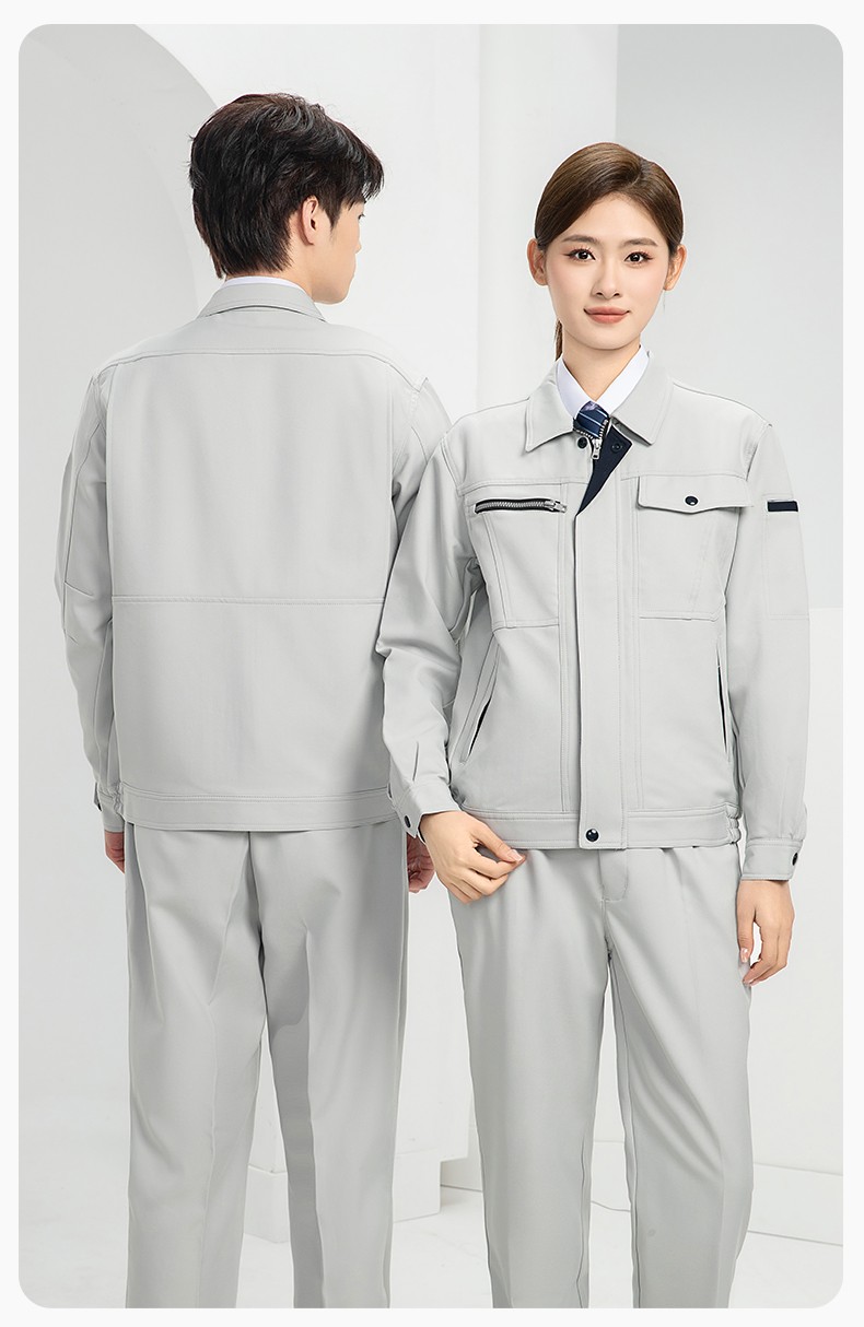 DL235 高端工作服套装定制印字男春秋长袖车间工人夹克工装劳保服印字(图21)