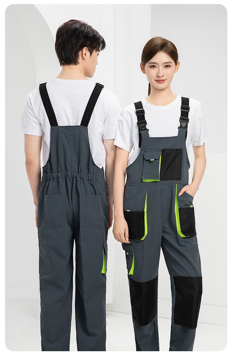 WF290 海源春秋背带工装男多兜牛津加固耐磨印LOGO机修连体厂服劳保服(图17)
