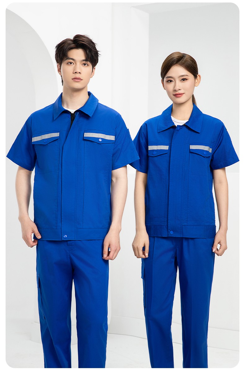 QM2091D 夏季工作服套装男纯棉长短袖薄款反光海油工程工装机电焊工劳保服(图13)