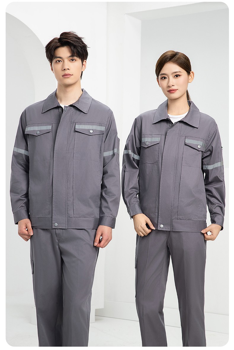 QM2091D 夏季工作服套装男纯棉长短袖薄款反光海油工程工装机电焊工劳保服(图23)