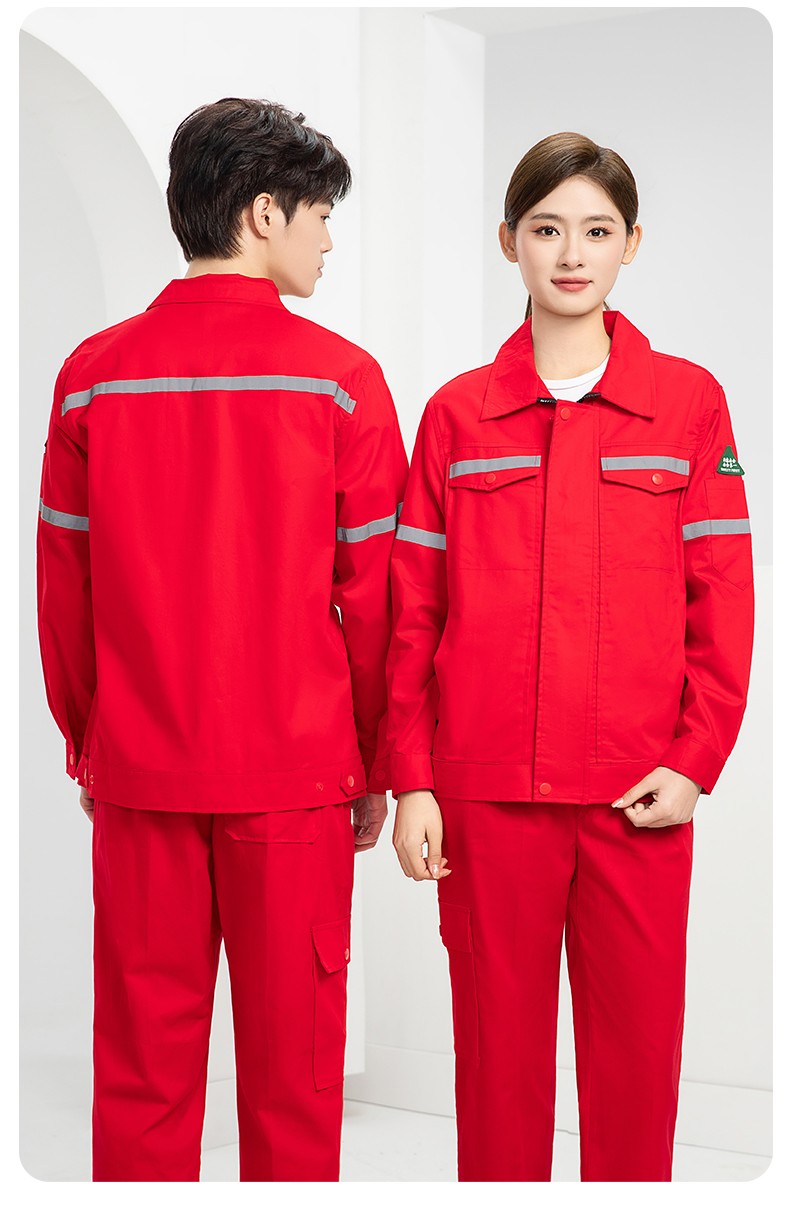 QM2091D 夏季工作服套装男纯棉长短袖薄款反光海油工程工装机电焊工劳保服(图26)