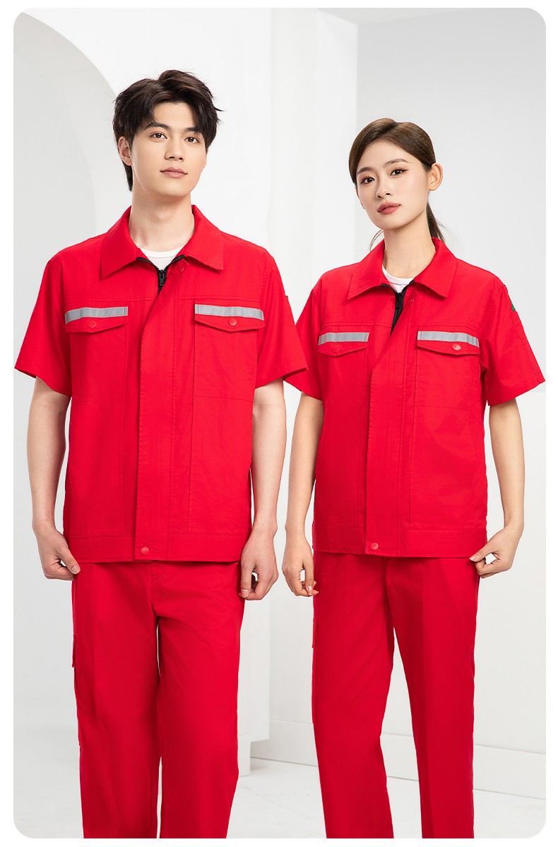 QM2091X 夏季长袖薄款工作服套装男纯棉反光焊工海油工程汽修车间电焊劳保(图17)