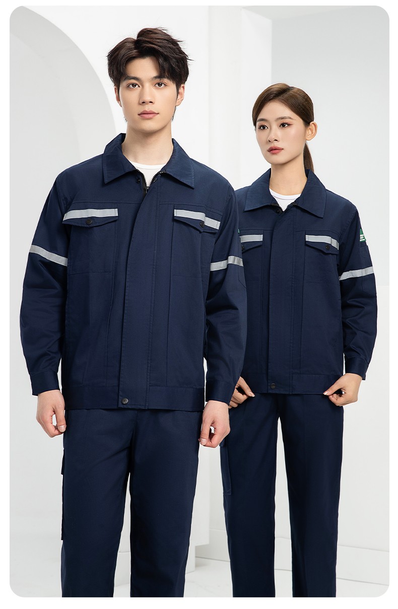 QM2091X 夏季长袖薄款工作服套装男纯棉反光焊工海油工程汽修车间电焊劳保(图19)