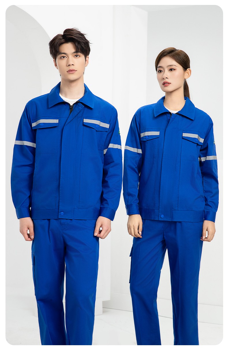 QM2091X 夏季长袖薄款工作服套装男纯棉反光焊工海油工程汽修车间电焊劳保(图21)