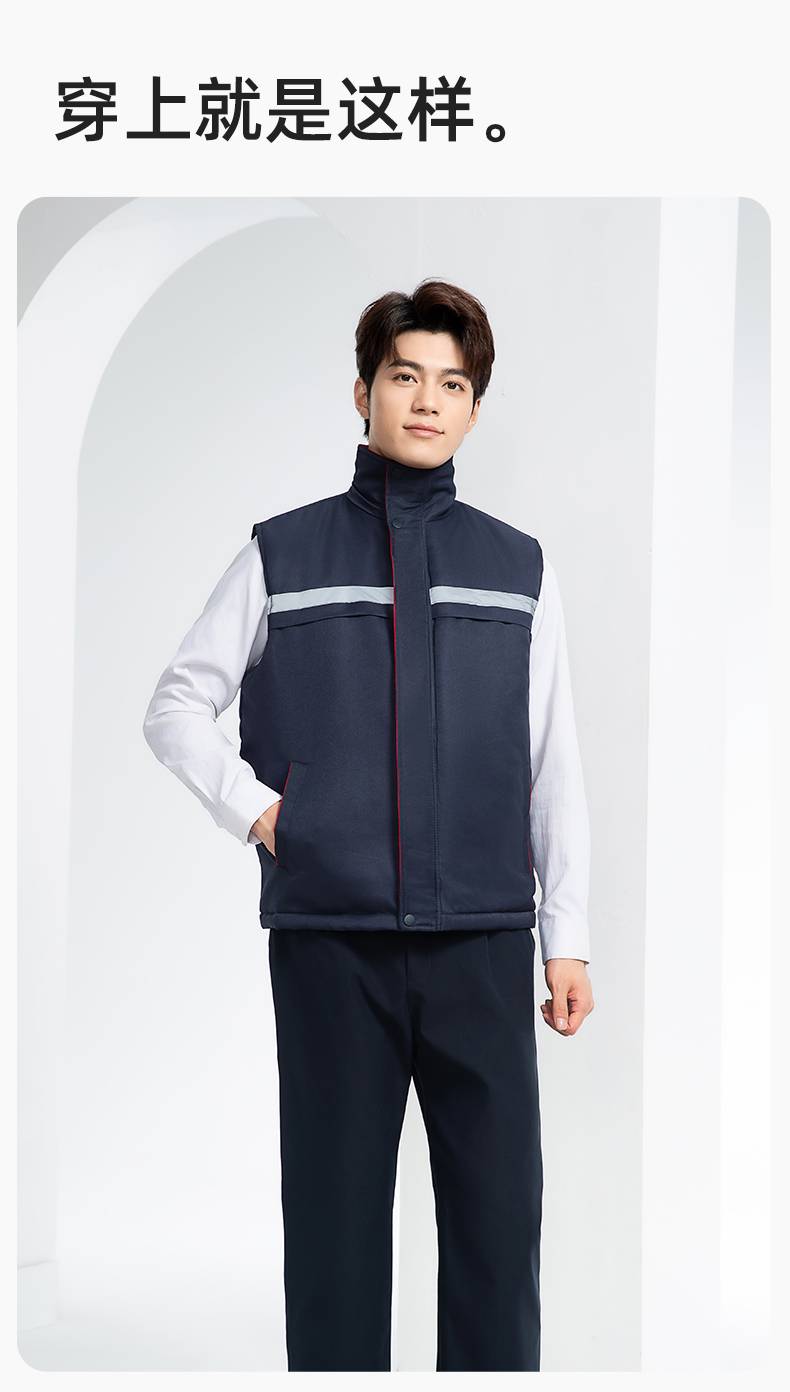 DM13-10MJ 冬季工作服棉马甲定制印绣字男女工装棉马夹船厂汽修加厚坎肩背心(图11)