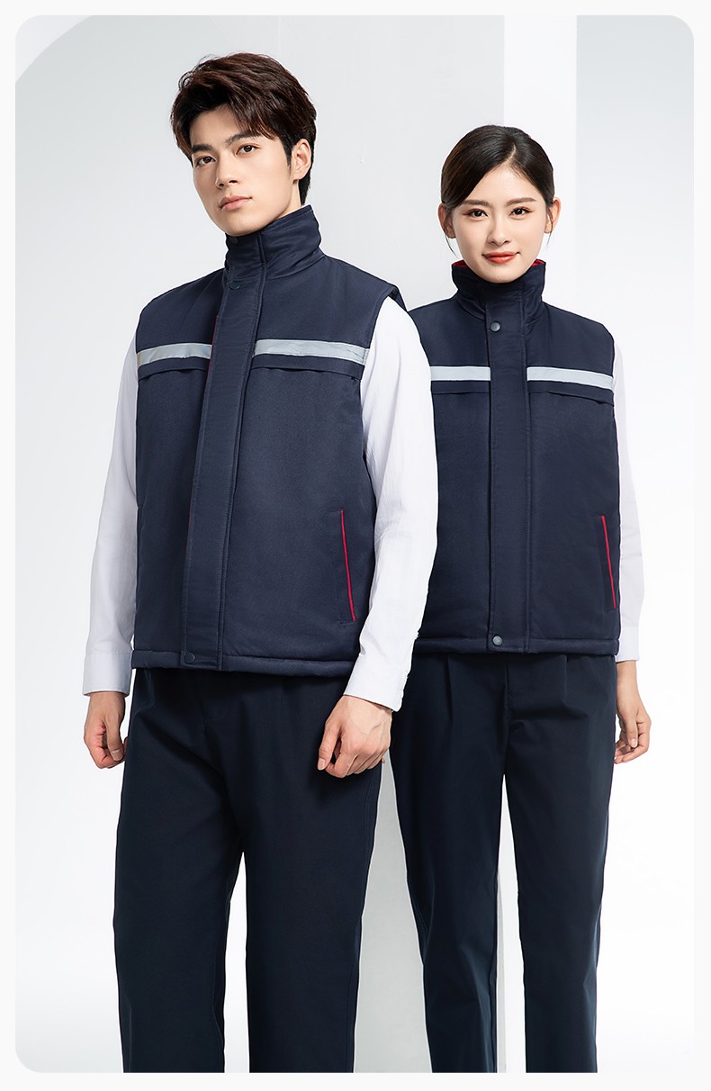 DM13-10MJ 冬季工作服棉马甲定制印绣字男女工装棉马夹船厂汽修加厚坎肩背心(图13)