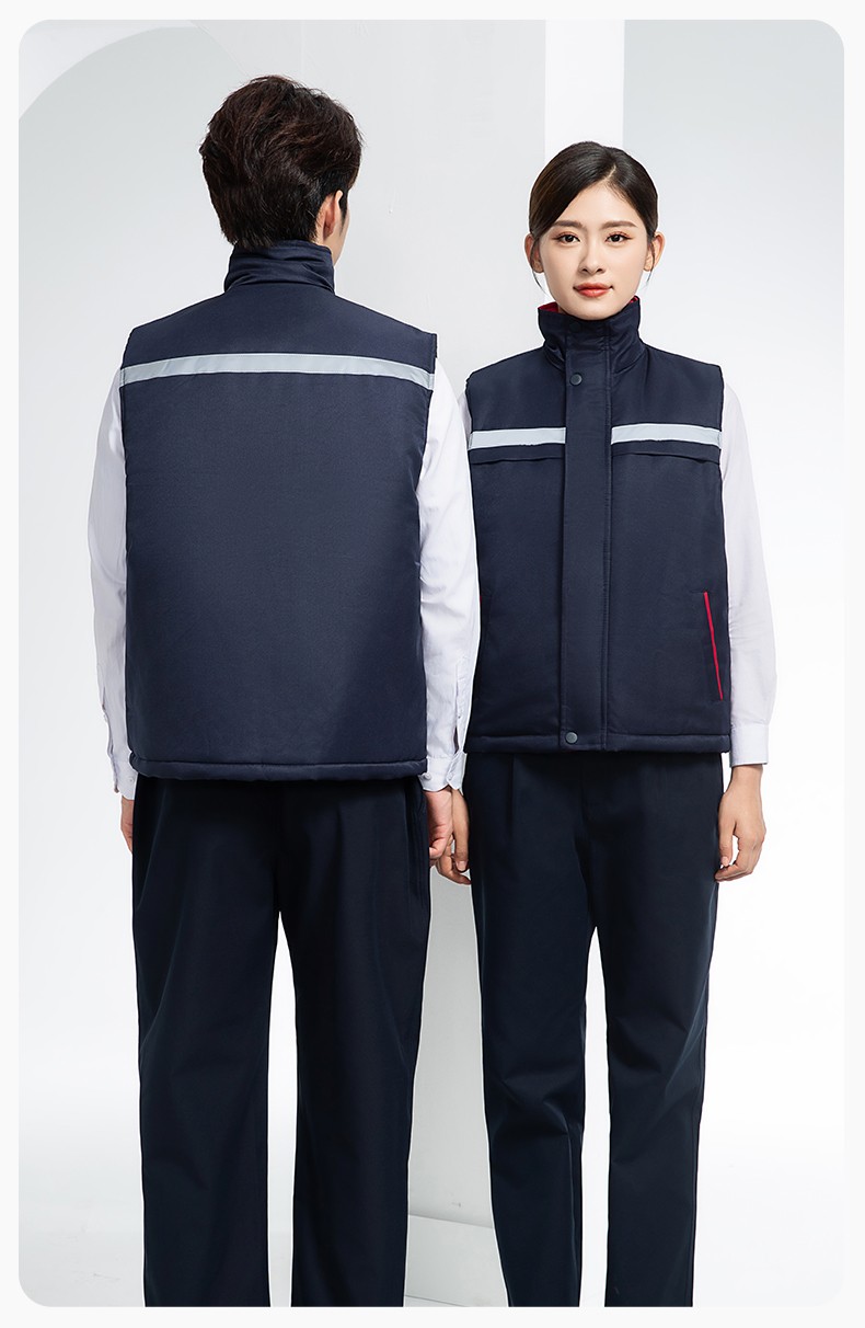 DM13-10MJ 冬季工作服棉马甲定制印绣字男女工装棉马夹船厂汽修加厚坎肩背心(图14)