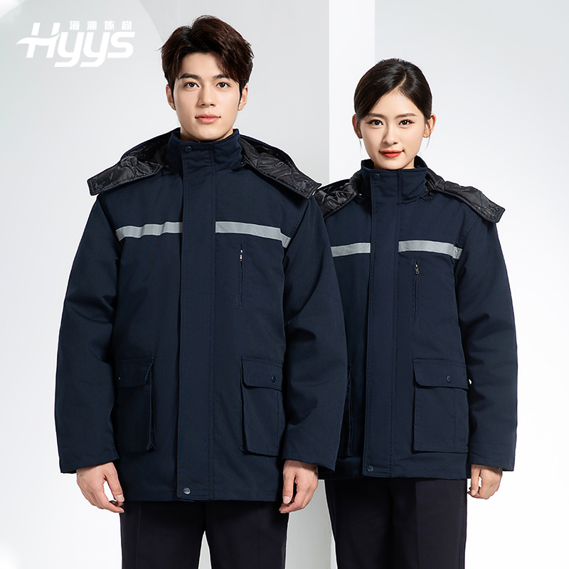 DM13-11 冬季工作服棉衣男加绒加厚防寒保暖汽车维修厂定制劳保服工程棉袄