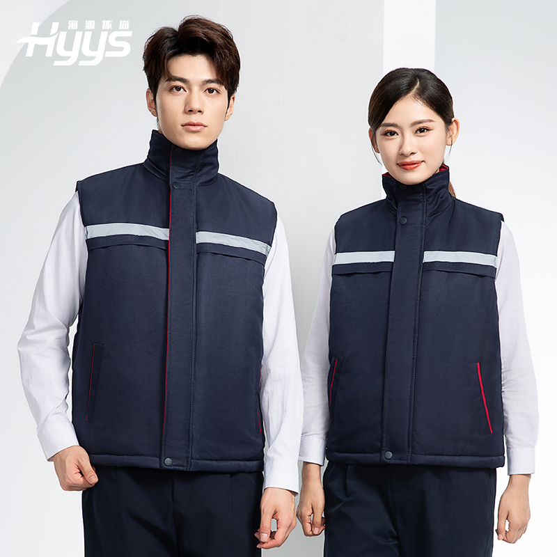 DM13-10MJ 冬季工作服棉马甲定制印绣字男女工装棉马夹船厂汽修加厚坎肩背心