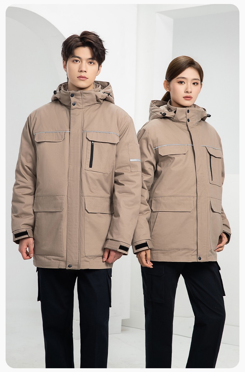 QM2320 纯棉可拆卸工作服棉服定制男加绒加厚保暖汽车维修厂劳保服棉袄(图19)