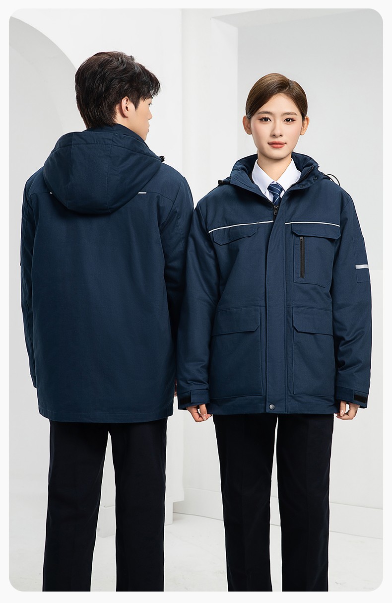 QM2320 纯棉可拆卸工作服棉服定制男加绒加厚保暖汽车维修厂劳保服棉袄(图21)