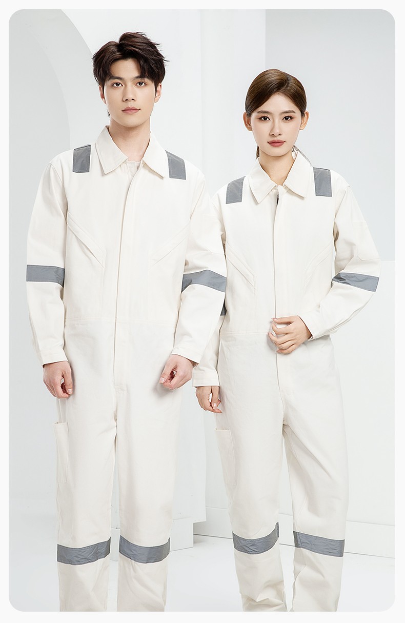 QM217 纯棉连体工作服套装男反光耐磨耐脏机修电焊工船厂海港定制劳保服(图15)
