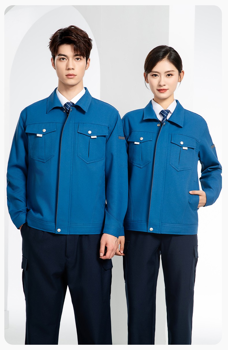 JC-162 春秋工作服套装男纯色反光条加油站汽修服车间电工服工作服定制(图16)