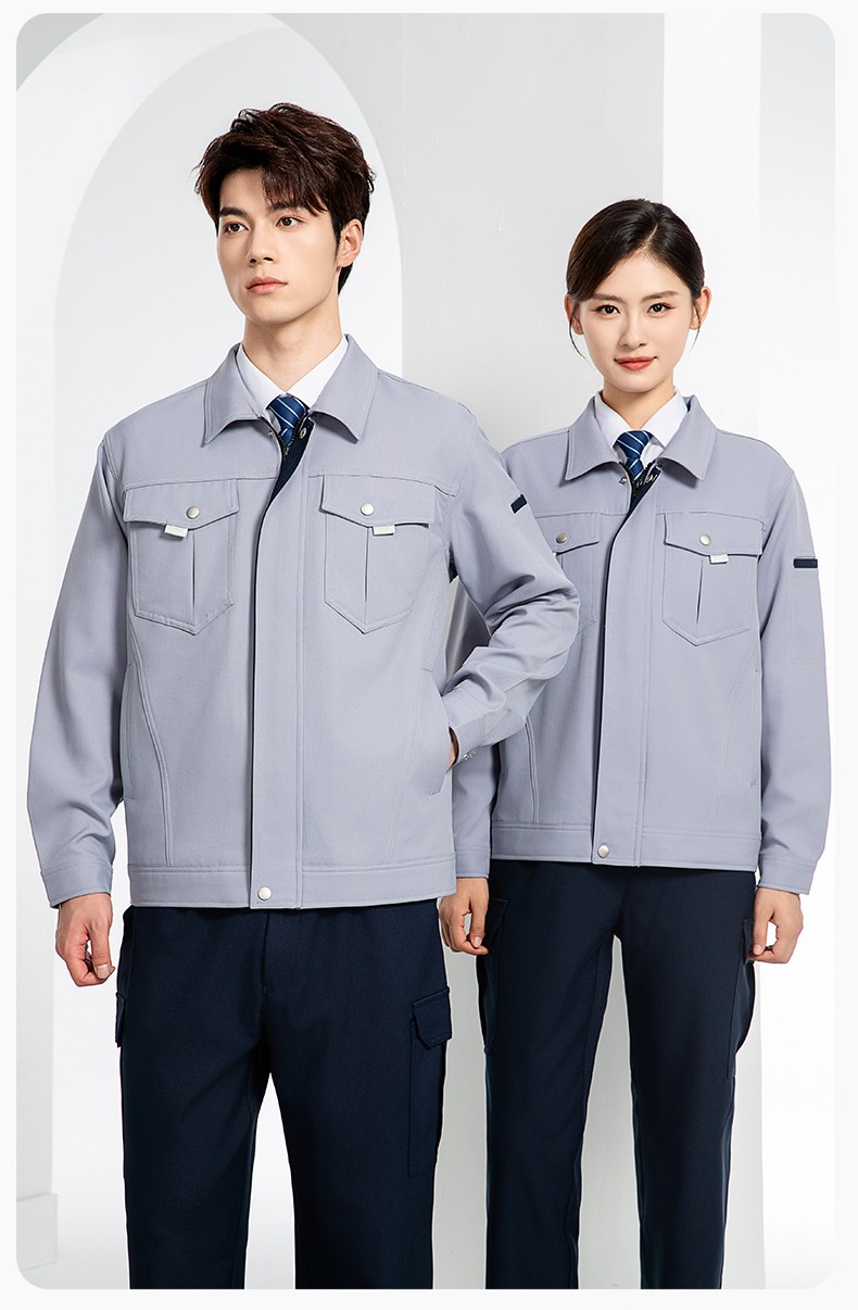 JC-162 春秋工作服套装男纯色反光条加油站汽修服车间电工服工作服定制(图14)