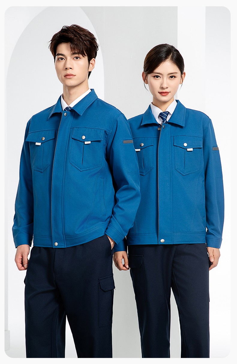 JC-162 春秋工作服套装男纯色反光条加油站汽修服车间电工服工作服定制(图15)