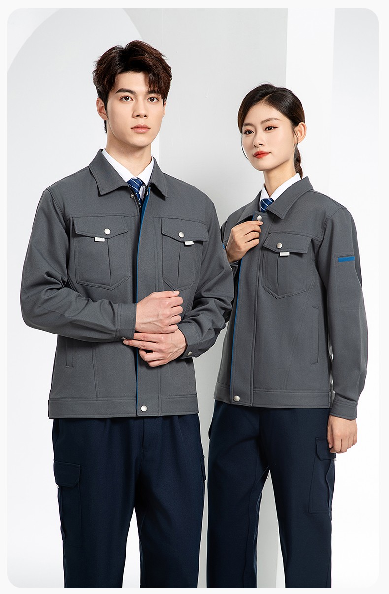 JC-162 春秋工作服套装男纯色反光条加油站汽修服车间电工服工作服定制(图17)