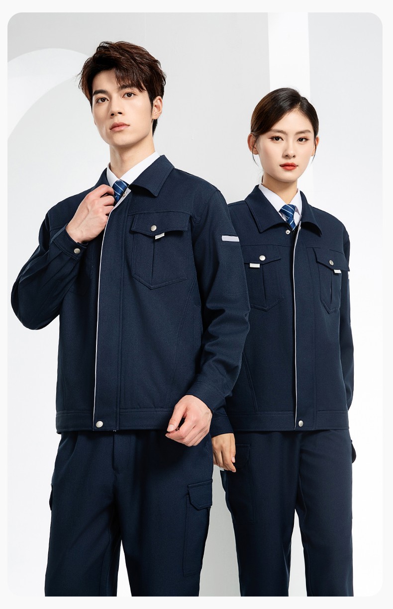 JC-162 春秋工作服套装男纯色反光条加油站汽修服车间电工服工作服定制(图19)