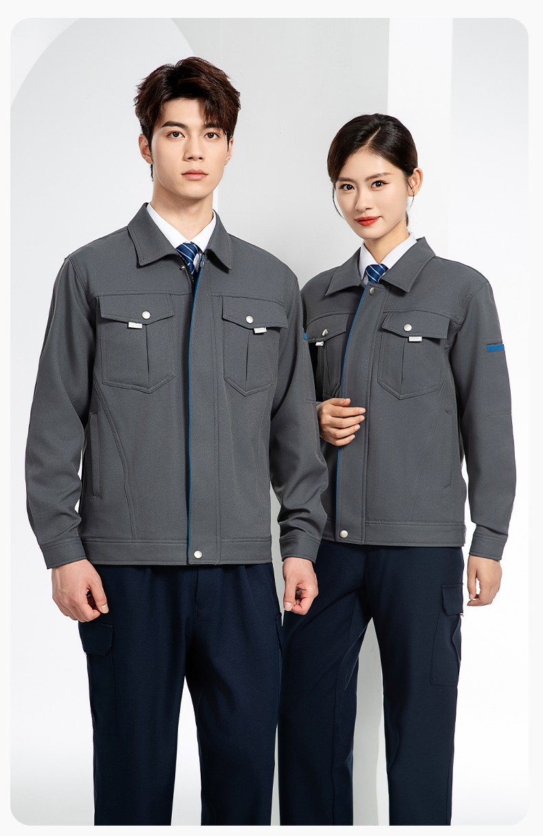 JC-162 春秋工作服套装男纯色反光条加油站汽修服车间电工服工作服定制(图18)