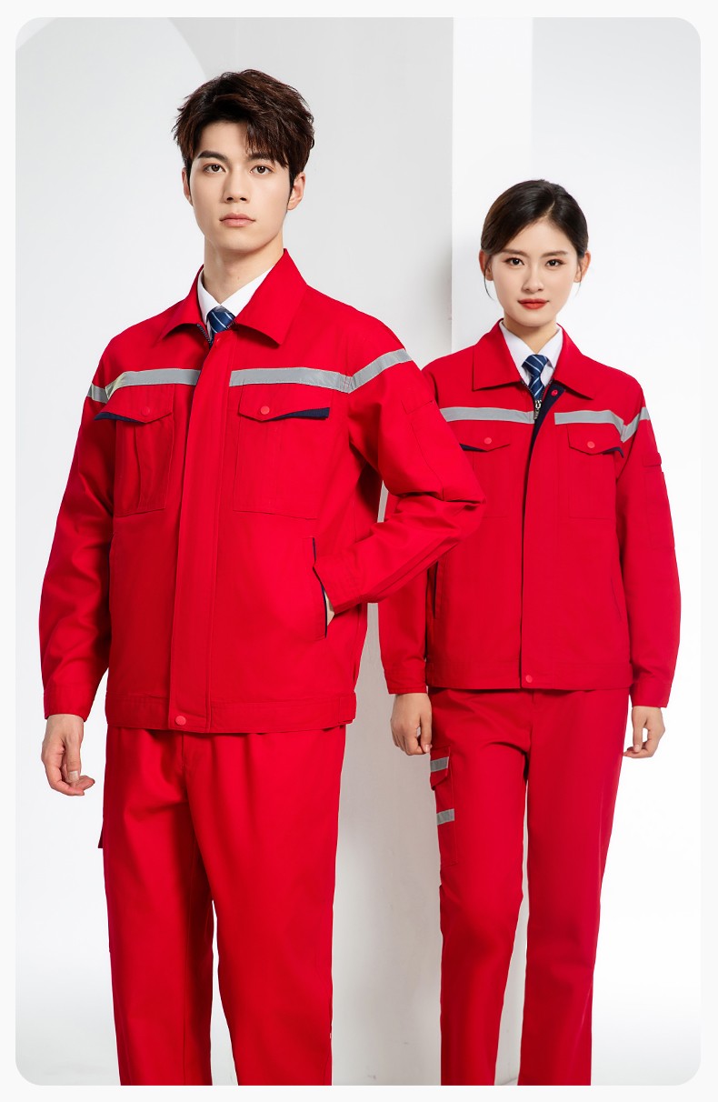 JC-160 春秋工作服劳保服套装男反光条电子化工厂服车间电工服工作服定制(图14)