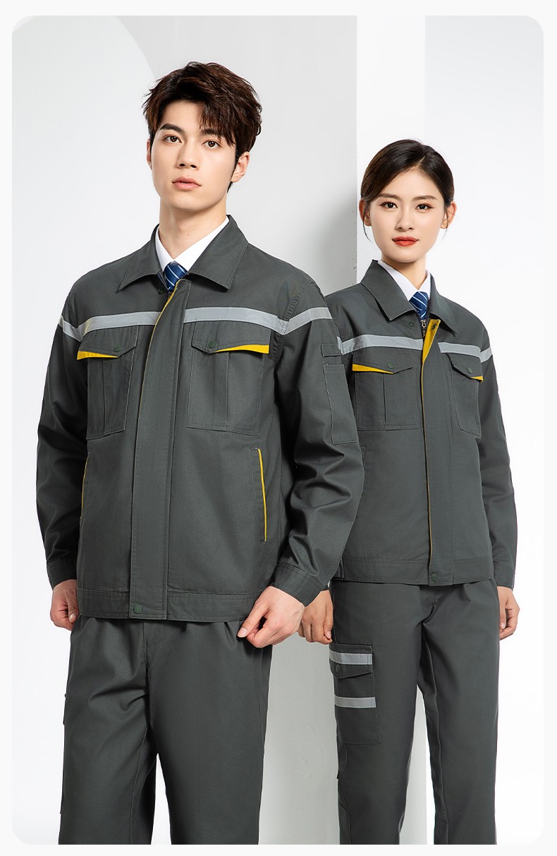 JC-160 春秋工作服劳保服套装男反光条电子化工厂服车间电工服工作服定制(图17)
