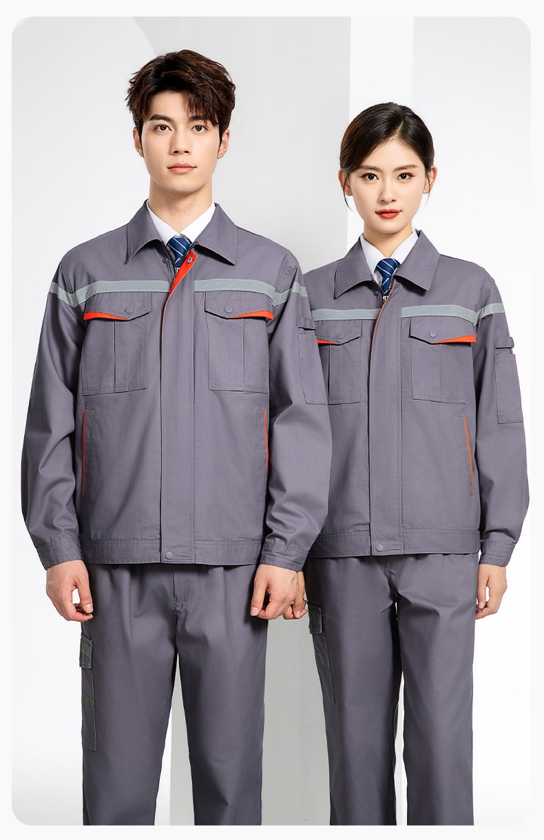 JC-160 春秋工作服劳保服套装男反光条电子化工厂服车间电工服工作服定制(图20)