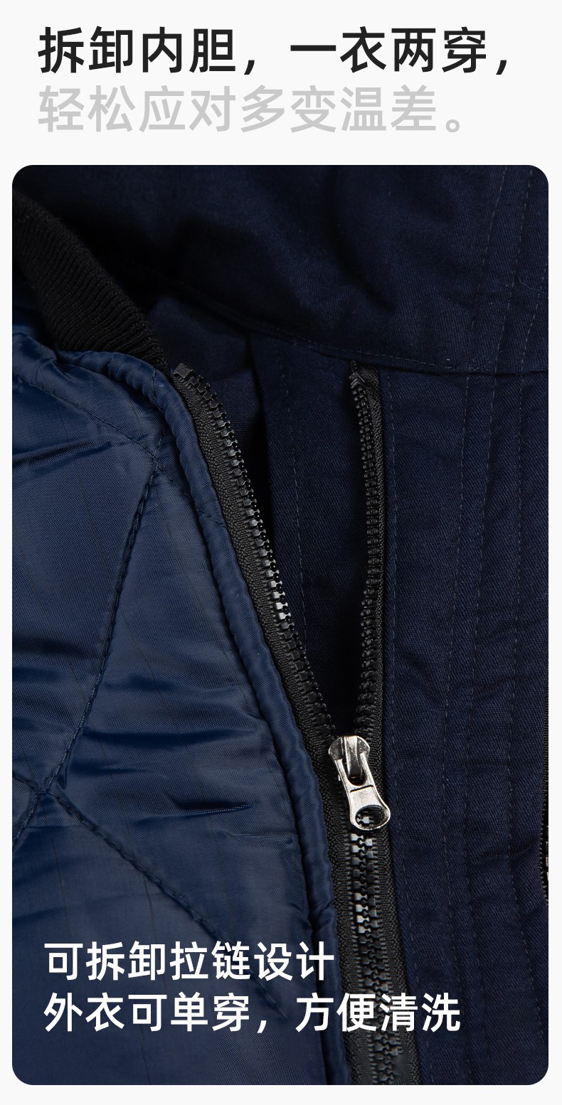 JC-160M 冬季可拆卸棉服工作服男反光条加厚保暖工装电子化工车间厂服定制(图5)