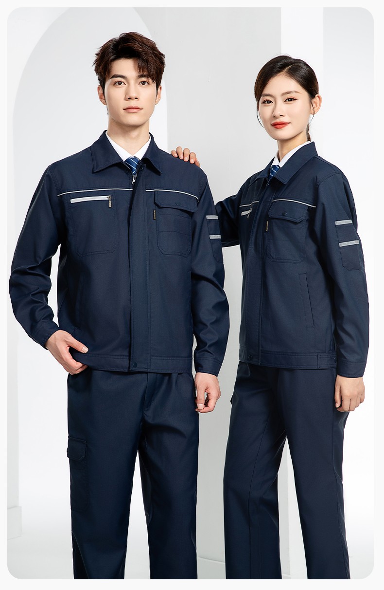 JC-163 春秋季工作服套装男防静电长袖外套工地加油站工装上衣劳保服定制(图12)
