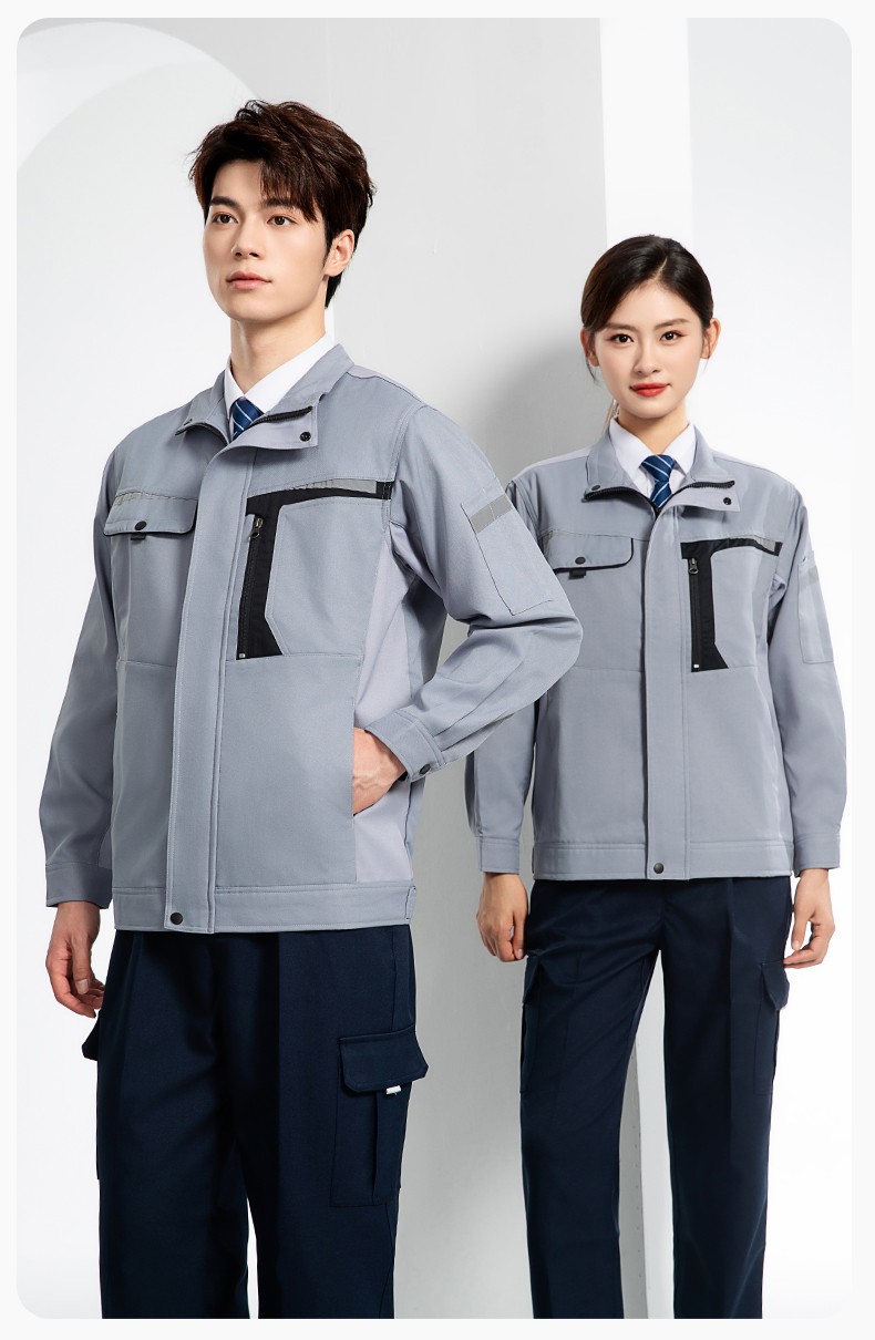 LJ-68003 涤棉防静电工作服套装男汽修车间工厂电焊服厂服反光条工装劳保服(图17)
