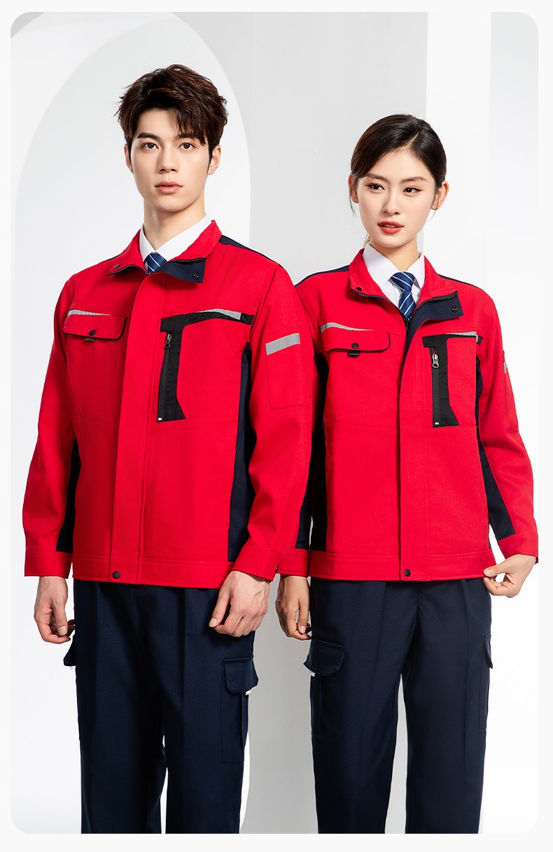 LJ-68003 涤棉防静电工作服套装男汽修车间工厂电焊服厂服反光条工装劳保服(图19)