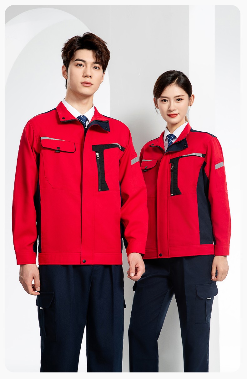 LJ-68003 涤棉防静电工作服套装男汽修车间工厂电焊服厂服反光条工装劳保服(图18)