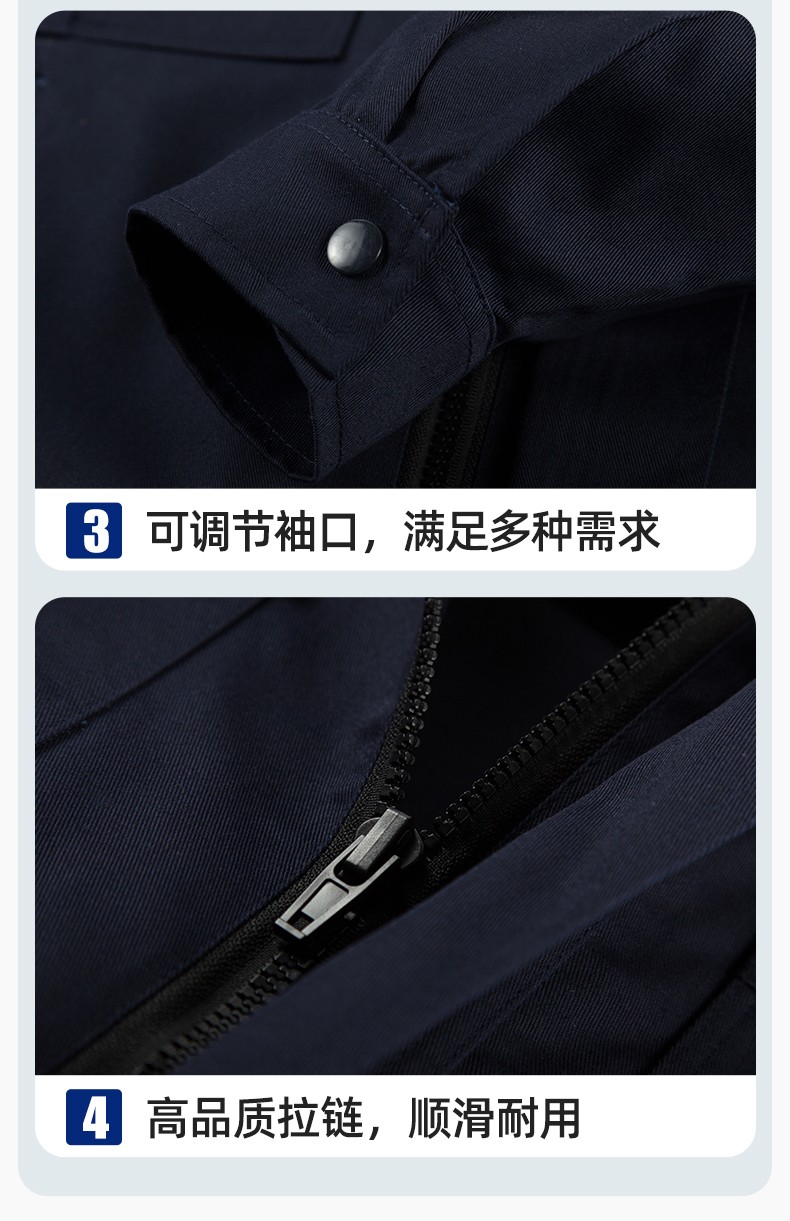 YM-20801 防静电工作服定制春秋加厚耐磨套装男女加油加汽站化工车间劳保服(图9)