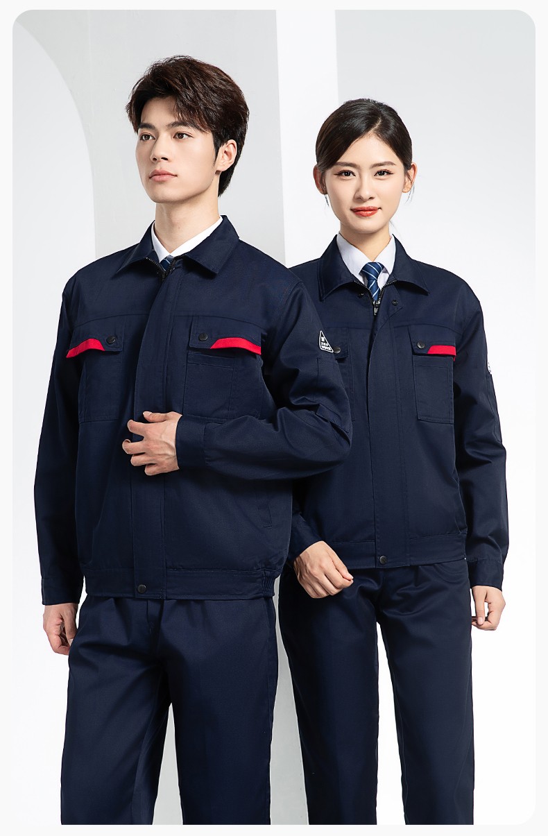 YM-20801 防静电工作服定制春秋加厚耐磨套装男女加油加汽站化工车间劳保服(图13)